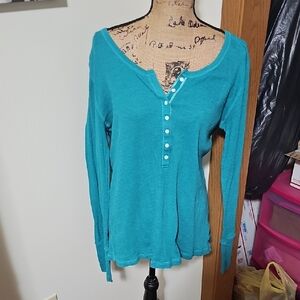 Old Navy Teal Buttoned Long Sleeve Top